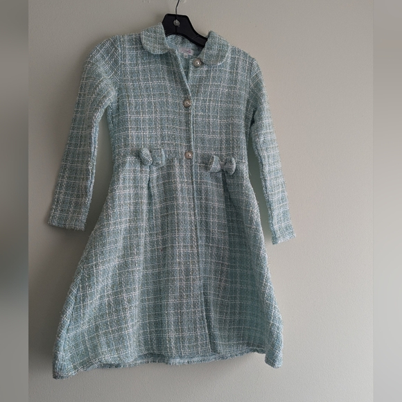 Vintage Other - Vtg Inspired Tiffany Blue Princess Tweed Dress Coat